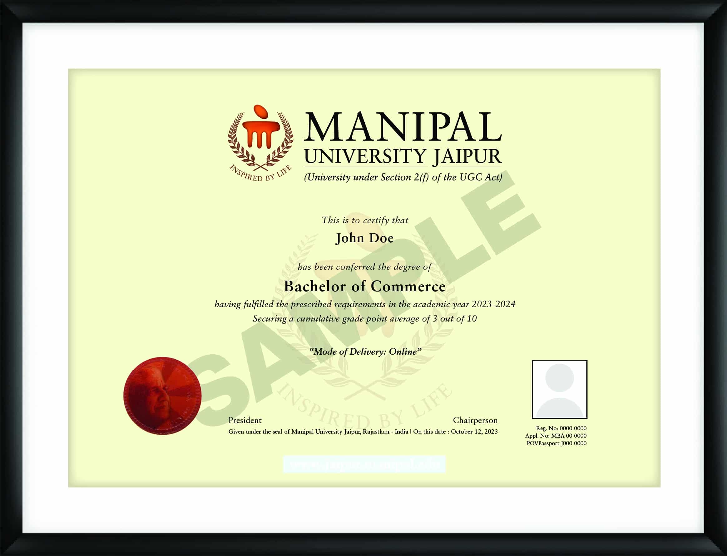 MUJ certificate front